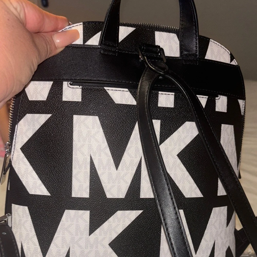 Michael Kors Black and White Backpack - Picture 3 of 5
